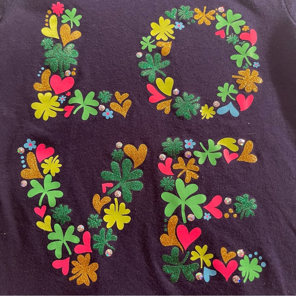 Target Kids Glittery Love Tee - Blue, Green, Pink, Gold size XS